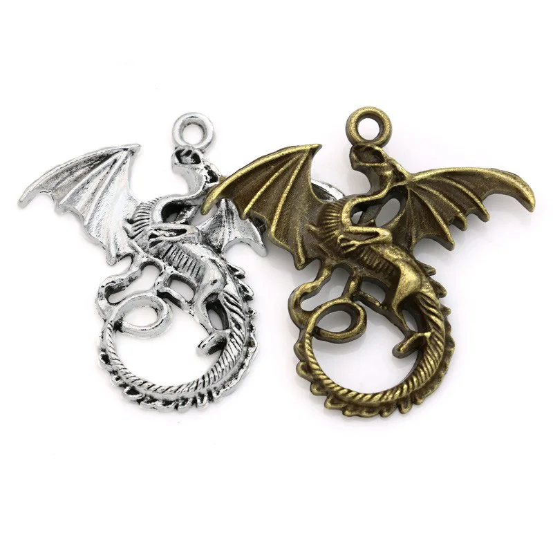 4 шт. посеребренные Подвески в виде огненного дракона|dragon charm pendant|charm pendantpendants for