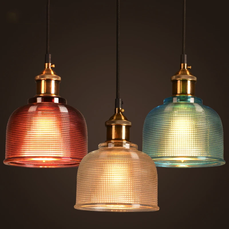 

Nordic Vintage Colorful Glass Chandelier Lighting For Bar Restaurant Coffee shop Bedroom Led Pendant Lamp Loft Deco Hanglamp