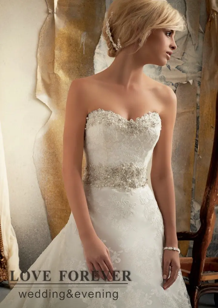 Ball Gown Ivory 2015 Collection Long Train Victorian Lace Wedding Gowns | Свадьбы и торжества