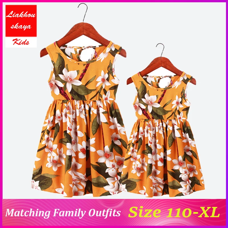 

2019 Summer Family Dress Clothes Mother And Daughter Dresses Clothes Striped Mom Dress Kids Child Outfits Mum Sister Baby Girl