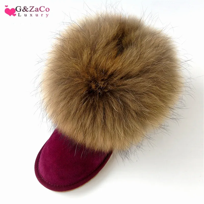G &amp Zaco/Роскошные зимние сапоги из натурального Лисьего меха натуральная шерсть