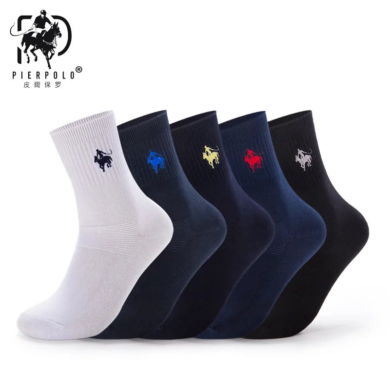 Multi Color Лидер продаж Для мужчин, в тонкую полоску, носки, Повседневное носки к деловому костюму Pier Polo бренд, яркие носки для малышей, высокое Качественный хлопок Мужские носки, партия из 5 пар - Цвет: Multi Color
