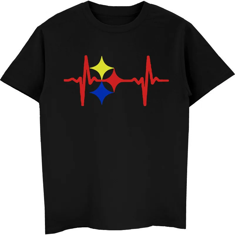 Новая модная мужская футболка с коротким рукавом и круглым вырезом Steelers Heart Beat