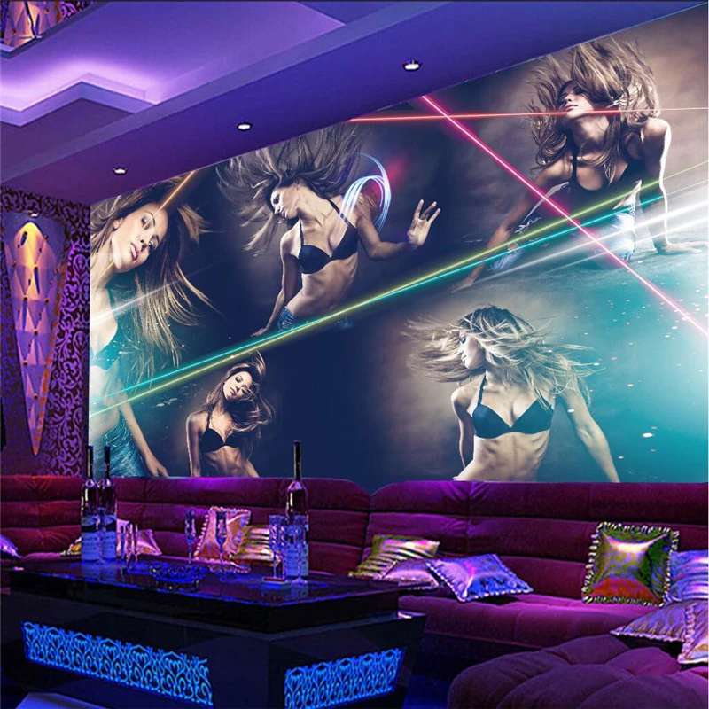 

beibehang Customize any size fresco wallpaper Sexy Beauty Hotel Bar Nightclub KTV Box Tooling Background Wall papel de parede