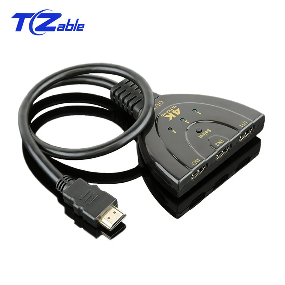 Black Мини 3-портовый Переходник HDMI разветвитель кабель 4K* 2K 3 в 1 концентратор для HDTV Xbox PS3 PS4 Коммутатор HDMI коммутатор 0,5 метра - Цвет: Black