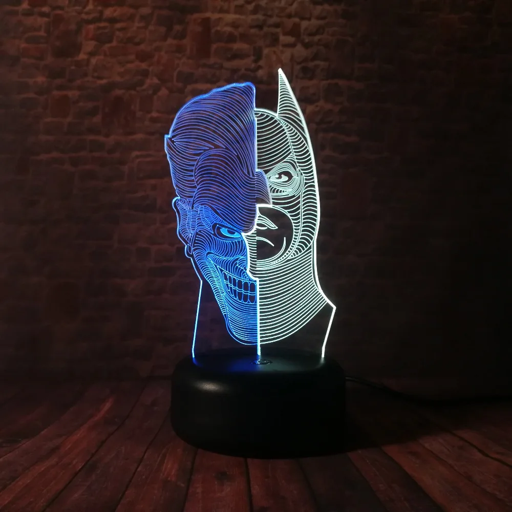 Новинка двухслойная ИК лампа с 3d иллюзией Джокера Бэтмена супергероя