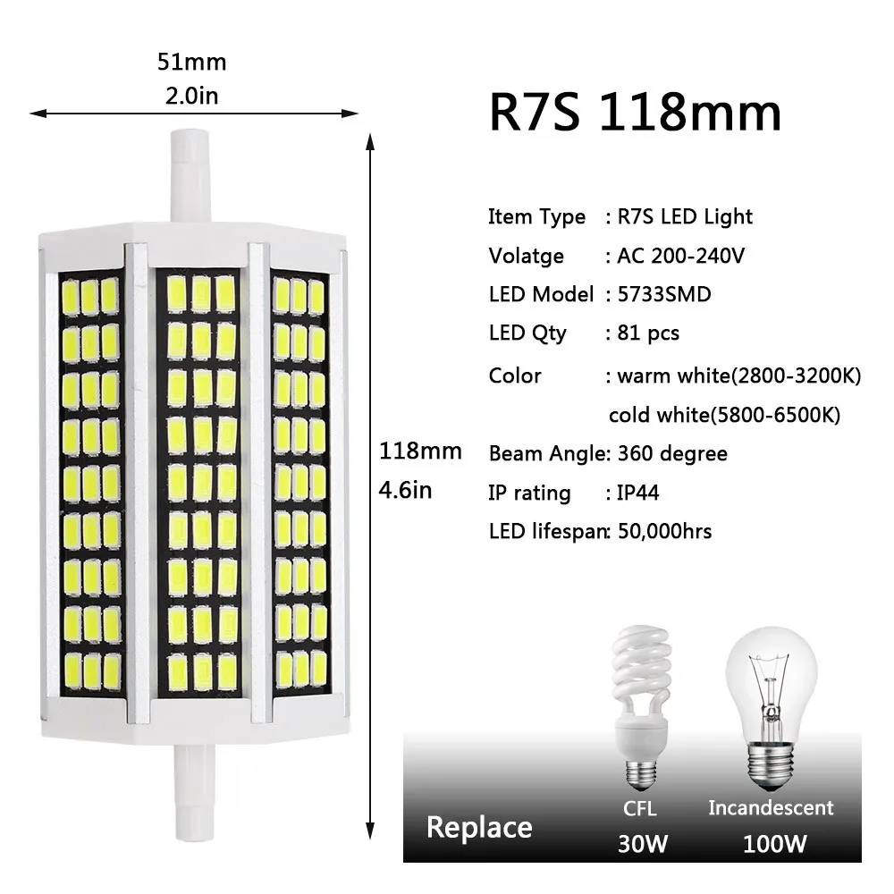 4 Вт 7 10 15 SMD5733 R7S светодиодный лампы 78 мм 118 135 189 AC 220 Наводнение светильник заменить