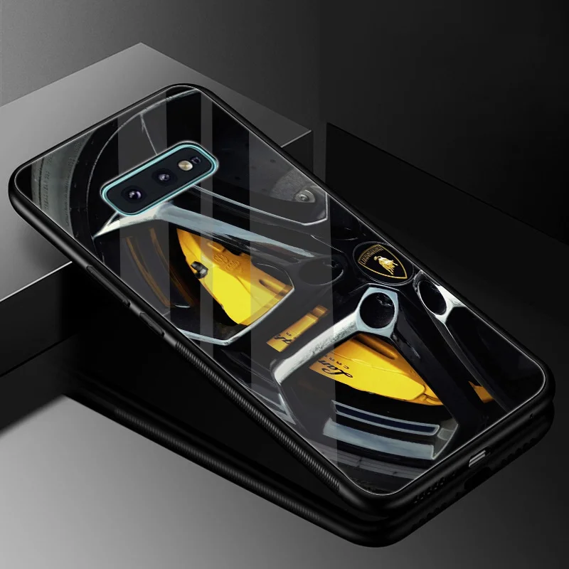 Desxz Lamborghini Glass Case For Samsung Galaxy S7 Edge S8 S9 Plus Note 8 9 S10 Cover DIY Mirror |