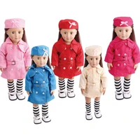 dolls clothes american navy wind suit uniform 6 colors hat toy accessories fit 18 inch girl and 43 cm baby c46 c51