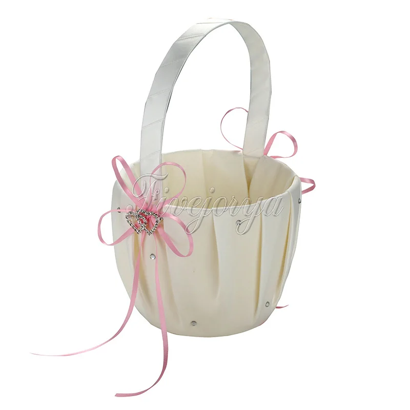 Атласная Лента Свадебная корзина для цветов девочек свадебные аксессуары стразы