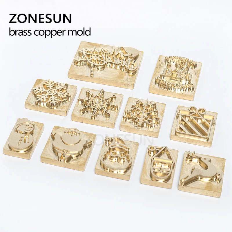 ZONESUN изготовленный латунный зажим с логотипом для малышей с принтом рождественской елки подарка украшения кожа тиснения инструмент дровяной печи Брендинг железа