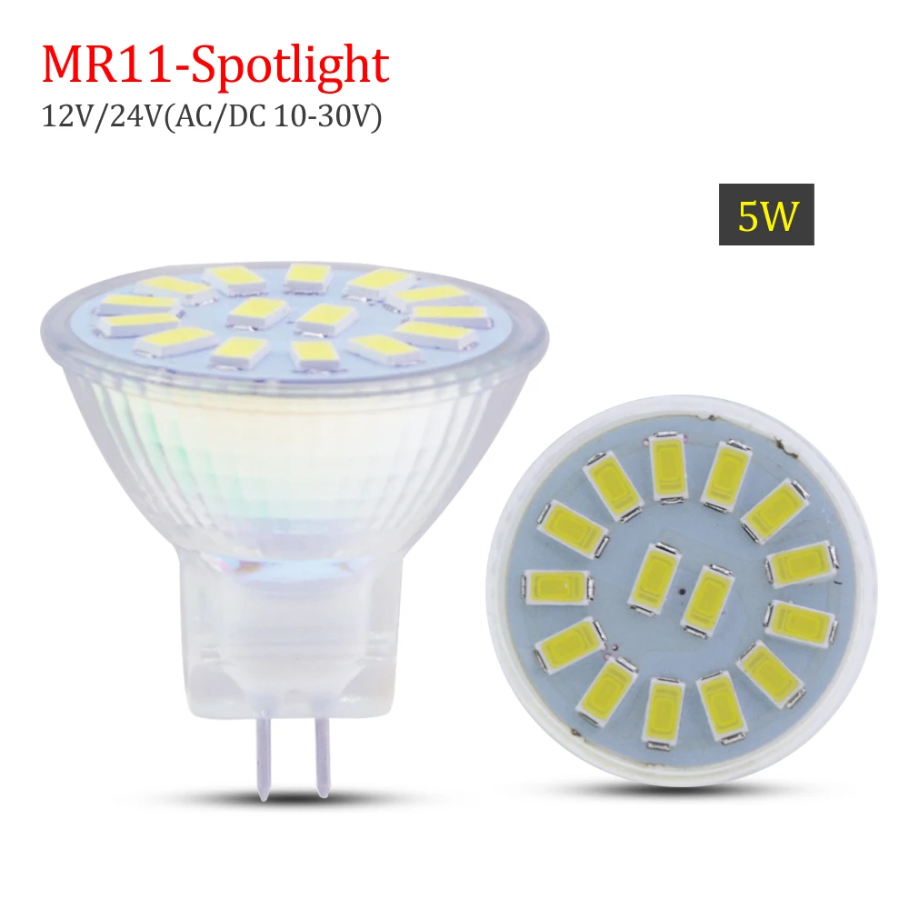 6 шт./лот MR11 5730SMD 15led 5 Вт прожектор лампа GU4 AC/DC 12 в 24 стеклянный корпус светодиодная