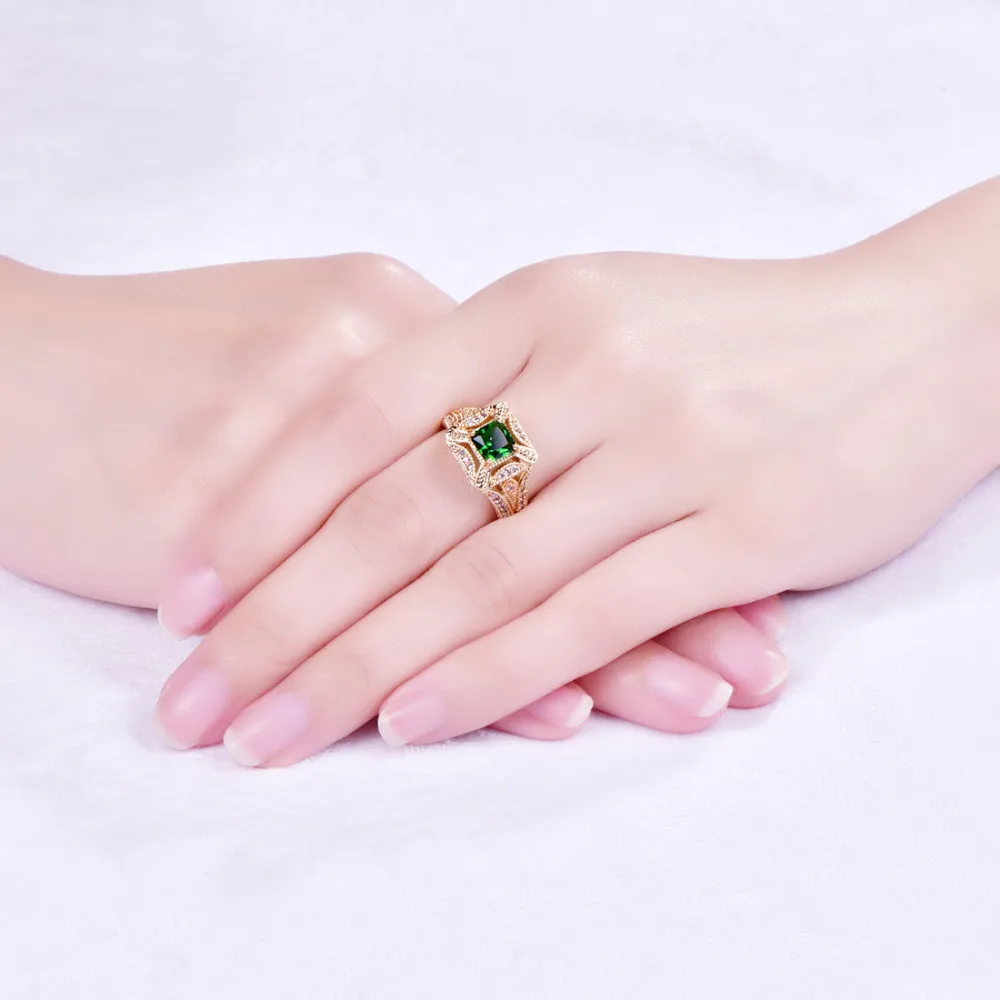 Lingmei Новое поступление GoldRing полный размер таинственный и зеленый кубический