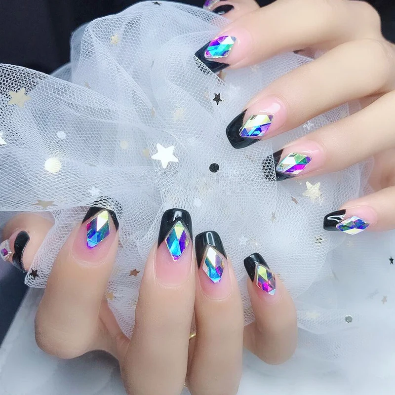 10 шт./пакет стразы для дизайна ногтей многосекционные радужные цветные