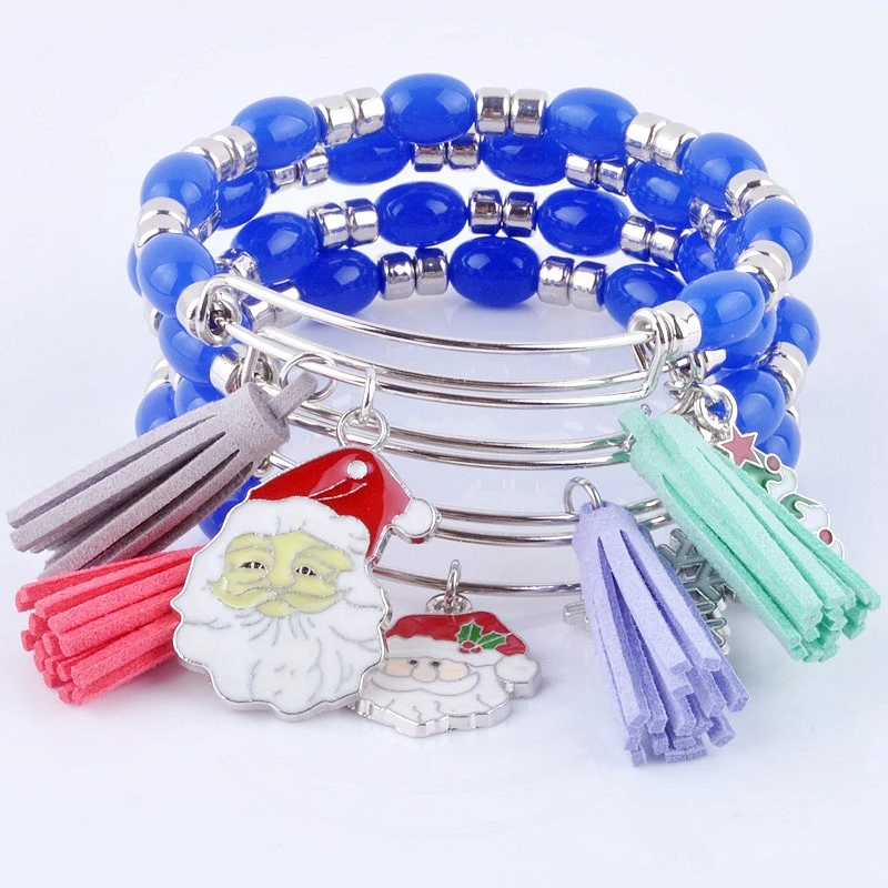 Горячая расширяемая Регулируемая проволока обернуть акриловые бусины браслет