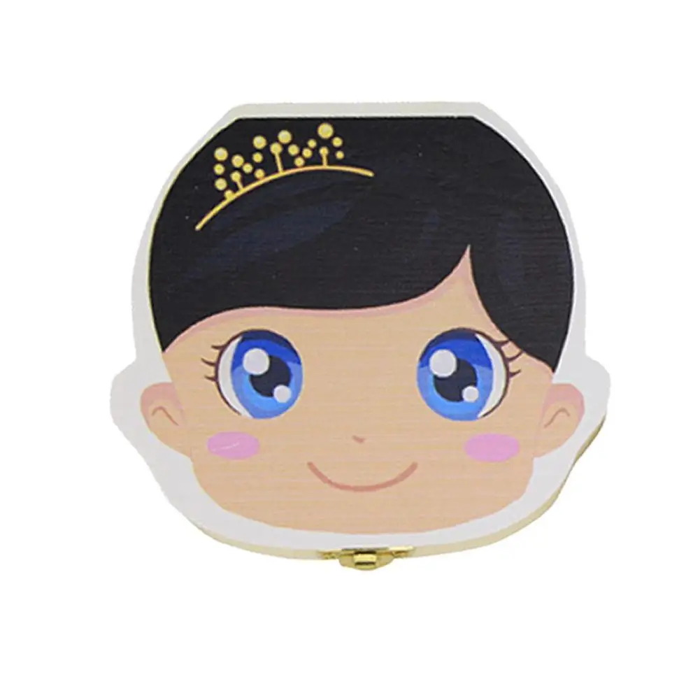 Frence Crown Girl Высококачественная детская коробка для хранения зубов, деревянный органайзер для молочных зубов, печать на испанском/английском/французском/русском языках - Цвет: Frence Crown Girl