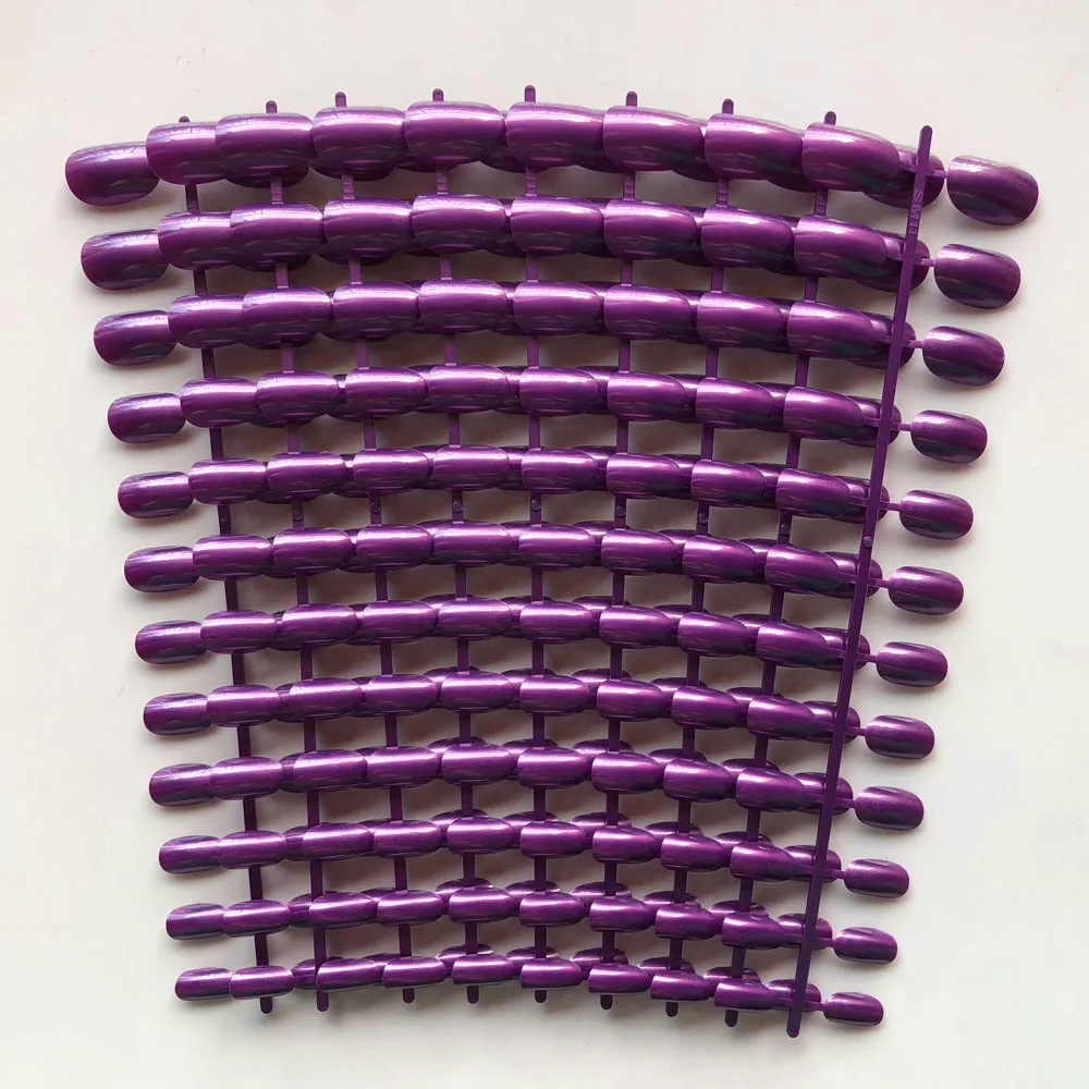 

Ladies Candy UV Gel Cover False Nails Art Tips Pearl Purple Round Type Decoration Short Artificial Fake Nails Manicure Tips #26