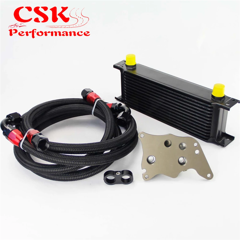 13 Row 248mm AN10 British Oil Cooler Kit Fits For BMW Mini Cooper R56 Supercharger Black/Silver |