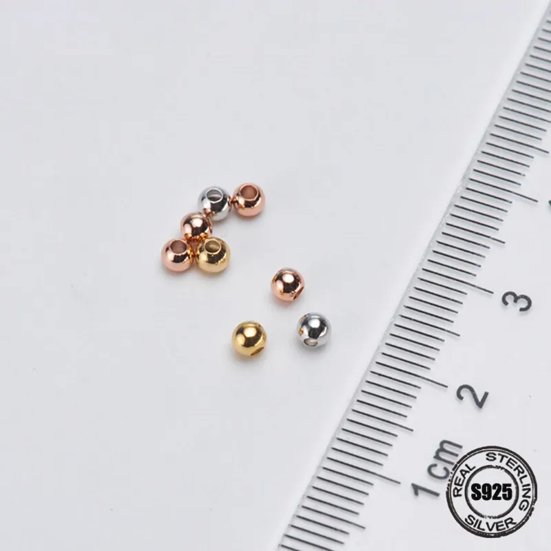 

6pcs DIY accessories 925 Silver through-hole full hole pearl necklace bead plugs made Pendant Chain Accessory smooth beads