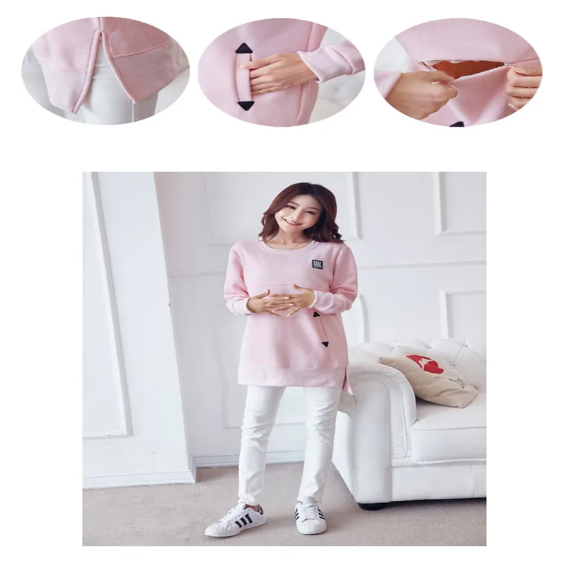 Long Sleeve Nursing Clothes Spring Autume Breastfeeding Sweater Cotton Pregnancy T-Shirt Maternity Clothing