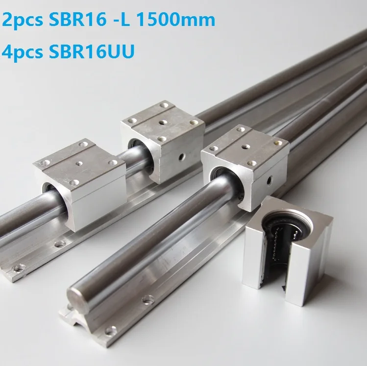2 шт. SBR16 L 1500 мм линейные направляющие + 4 SBR16UU линейных блоков beairng фрезерный станок