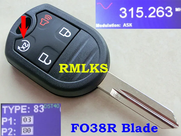RMLKS дистанционный ключ без ключа подходит для Mustang Explorer Edge 315 МГц 433 4D63 80Bit ID83 чип Uncut