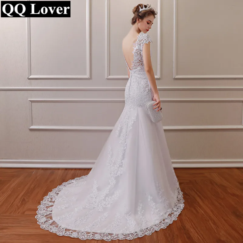 Vestidos De Noiva белое кружевное с открытой спиной фасона &quotРусалка&quot свадебное