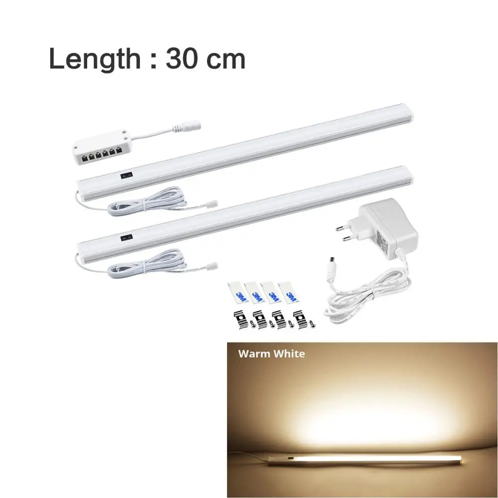 Warm 2x30cm Lamp Аксессуары для кухонных светильников, датчик подметания под шкаф, светодиодный светильник 5 Вт 6 Вт 7 Вт, светодиодный светильник для кухни - Цвет: Warm 2x30cm Lamp