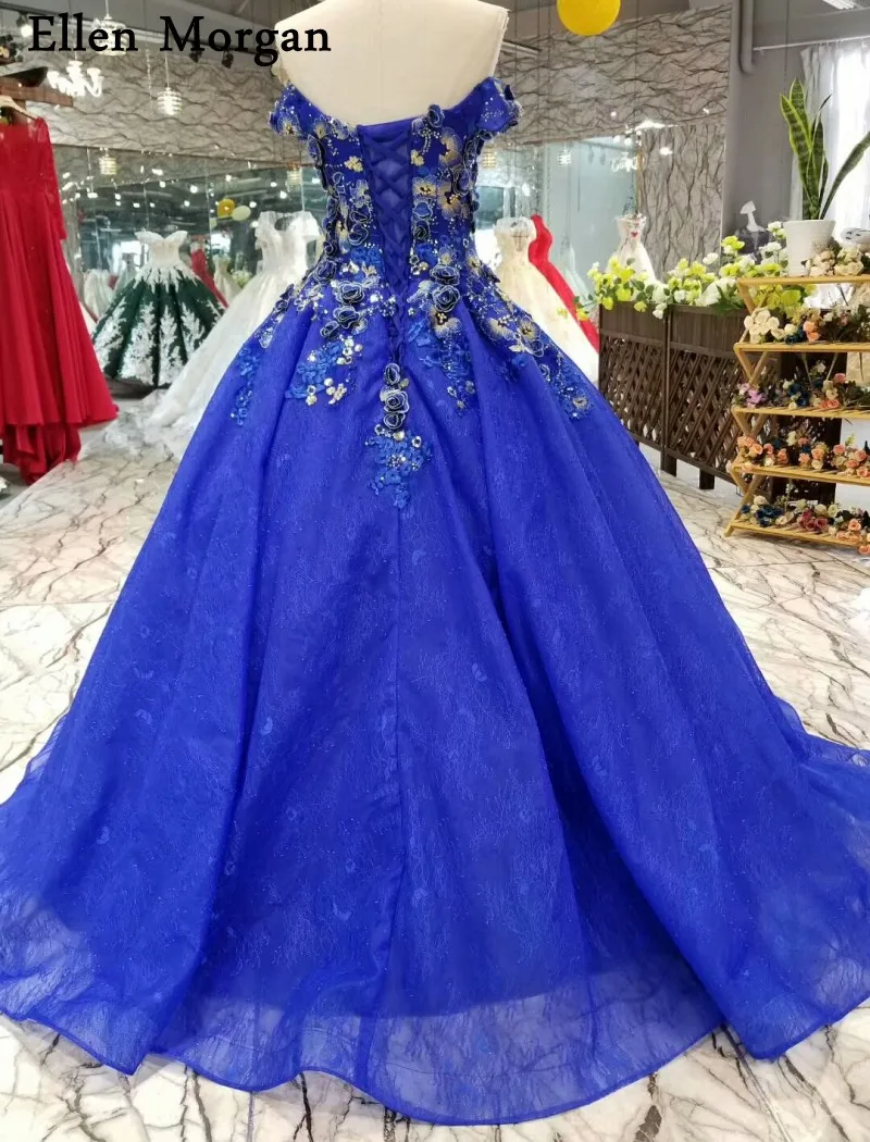 Красочные Синие кружевные вечерние бальные платья 2019 скидка плечевой корсет 3D