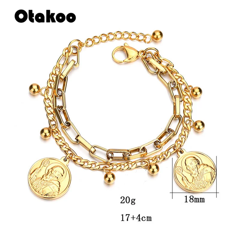 Otakoo медаль Святого Бенедикта браслет женский винтажный San Benito золотой цвет