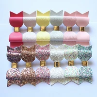 12pcslot new girls hair bow prince kids girl hair clip faux glitter felt synthetic leather hairpins children headwear