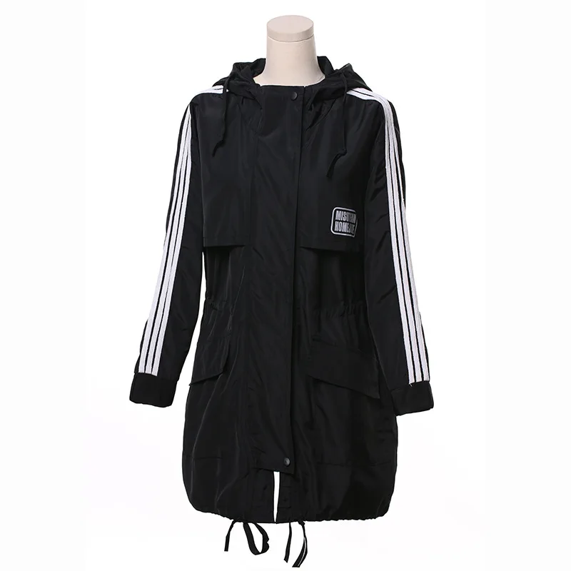 

Loose fit long style casual coat women hooded fashion trench woman outerwear for spring and autumn