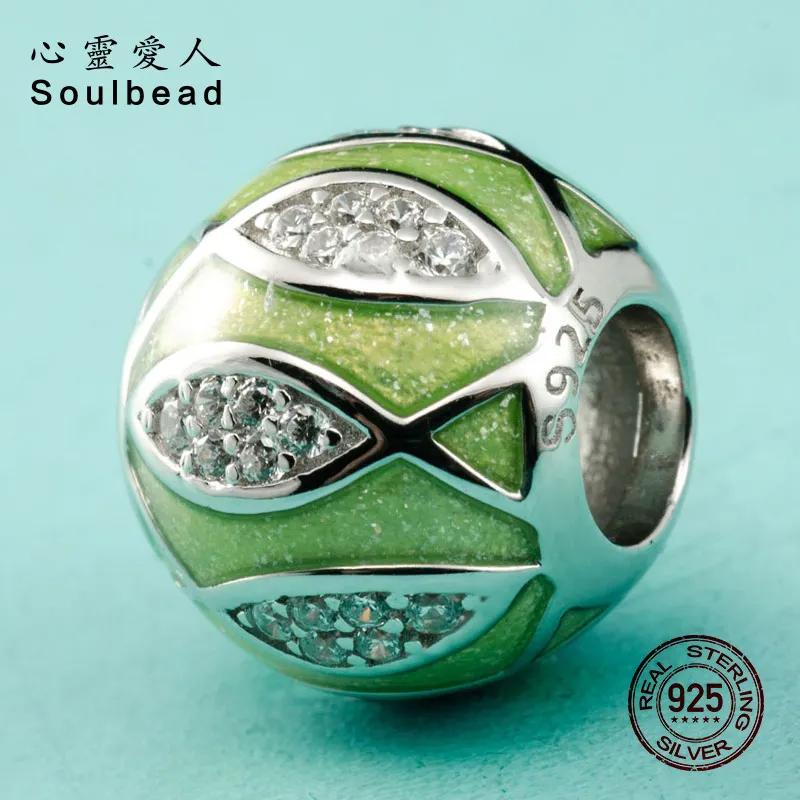 Бусины с эмалью серебристые бусины подходят для браслетов Pandora подарок SS3693 |