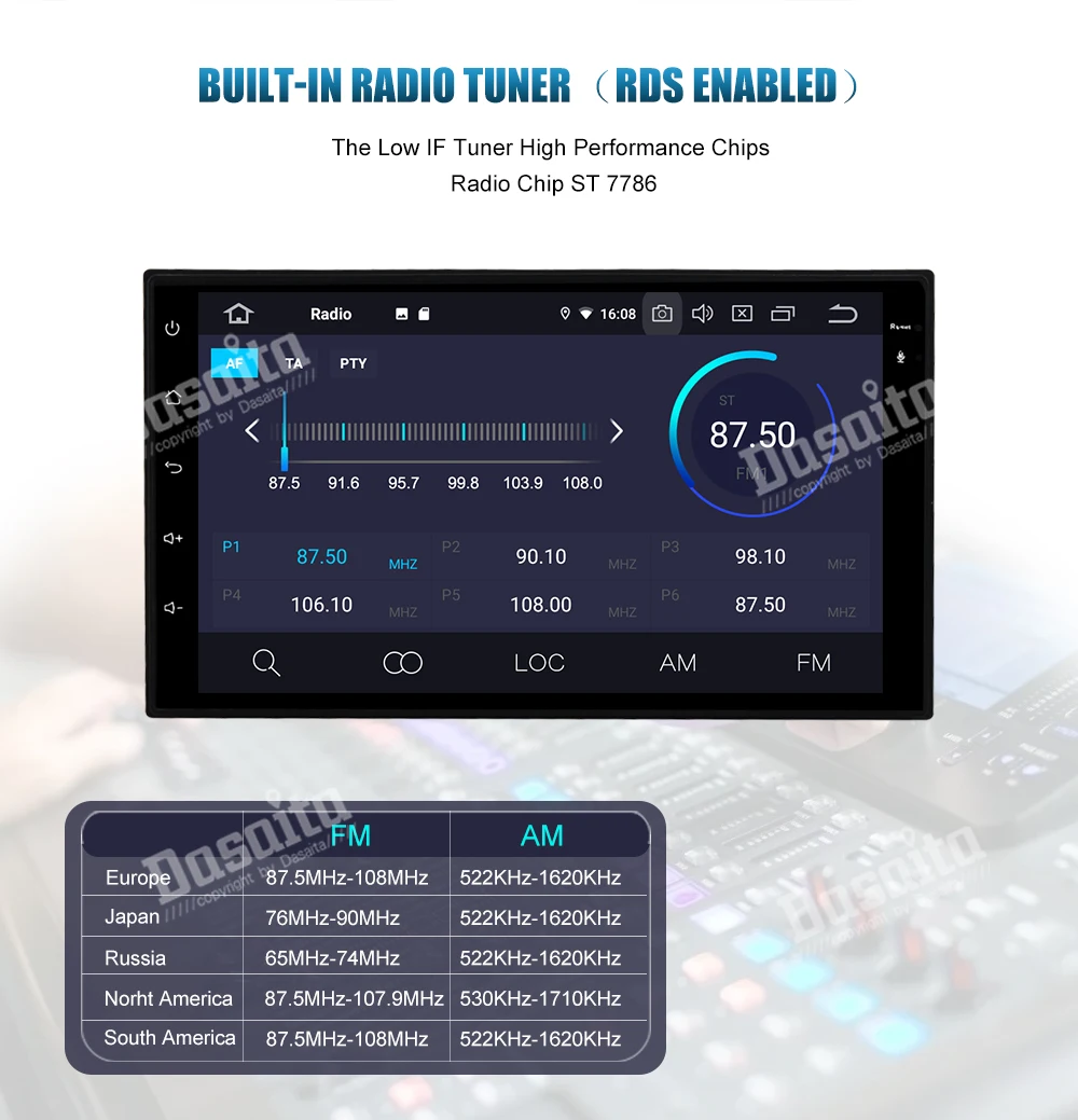 Dasaita " Радио Android 9,0 Автомобильный gps плеер Navi для hyundai Santa Fe IX45 2013- Bluetooth wifi TDA7850