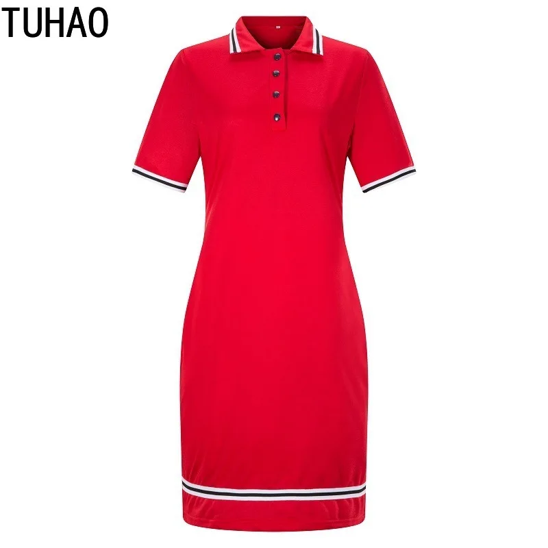 TUHAO летние уличные платья размера плюс 6XL 5XL 4XL с отворотом Повседневное платье