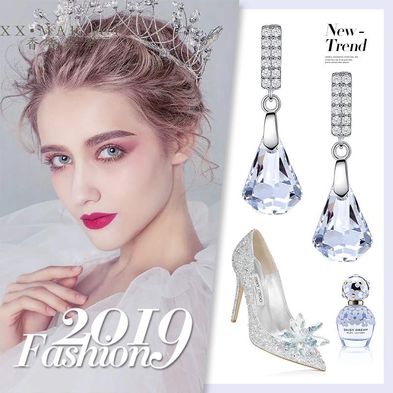 Серьги Cdyle из стерлингового серебра 925 пробы серьги с кристаллами геометрическим
