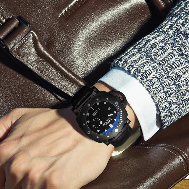 

Fashion Casual Kimsdun Men's Classic Luxury Business Quartz Watch Large Dial Waterproof Leather Strap Luminous Relogio Masculino