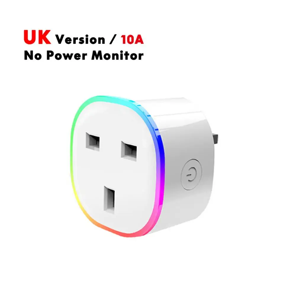 UK 10A Wifi умная розетка переключатель RGB свет монитор питания ЕС Великобритания США 16A телефон приложение Голосовое управление с Alexa Google дома - Цвет: UK 10A