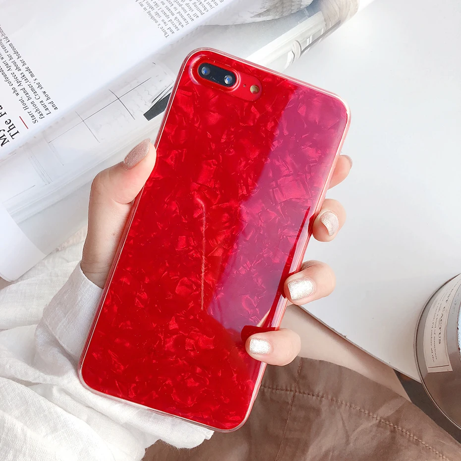 Блестящий чехол для телефона iPhone 7 Чехол Plus Dream Shell с узором X 6 s 8 plus 5S se 5 Мягкий