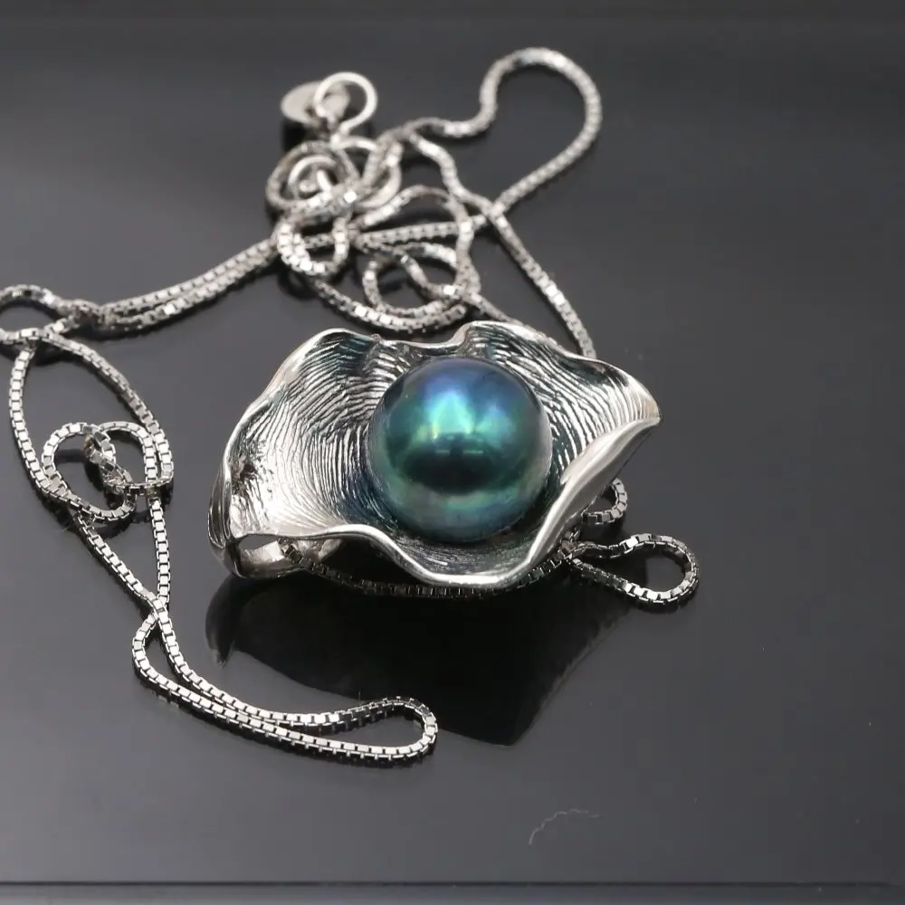 Колье с жемчужной подвеской в виде ракушки 9 5 10 мм серебро 925 пробы|necklace designer|necklace