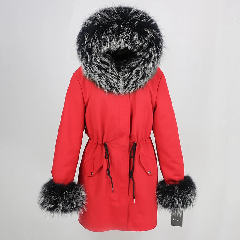 OFTBUY, пальто с натуральным мехом, зимняя куртка, Женская длинная парка, воротник из натурального меха енота, капюшон, Толстая теплая водонепроницаемая верхняя одежда, съемная