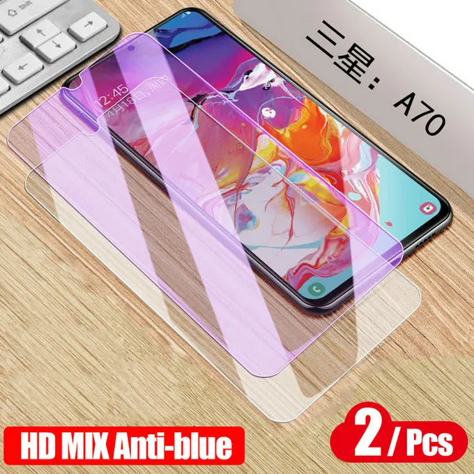 HD MIX Anti blue 2 шт закаленное стекло для samsung Galaxy A70 A60 A40s Защитное стекло для samsung Galaxy A40s A60 A70 защитная пленка - Color: HD MIX Anti blue