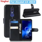 Кожаный флип-чехол для Alcatel 1 X, 2019, стильный чехол-книжка для Alcatel 1 X, чехол-книжка с отделением для карт и подставкой, защитный чехол для телефона