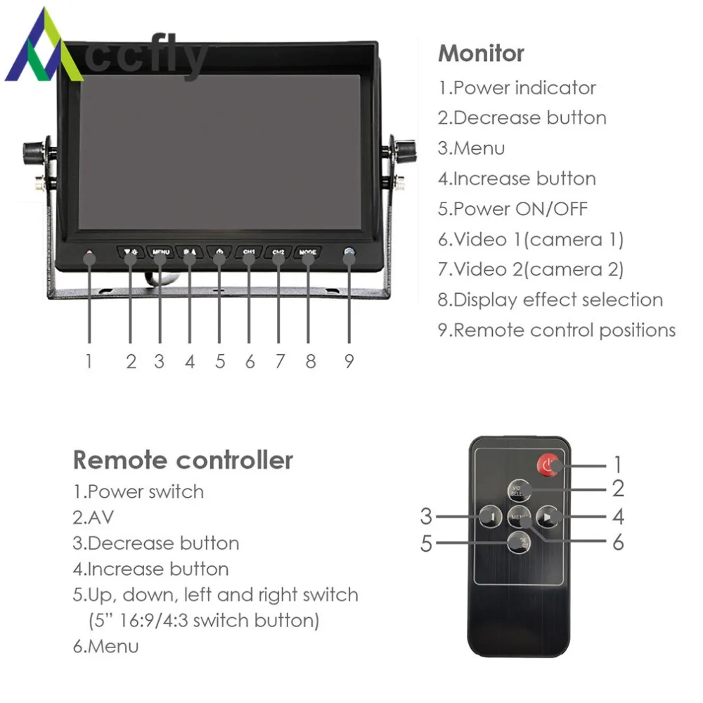 ACCFLY Wireless Monitor Kit reverse rear view parking Security Camera system HD Backup with 7 lcd Color | Автомобили и мотоциклы