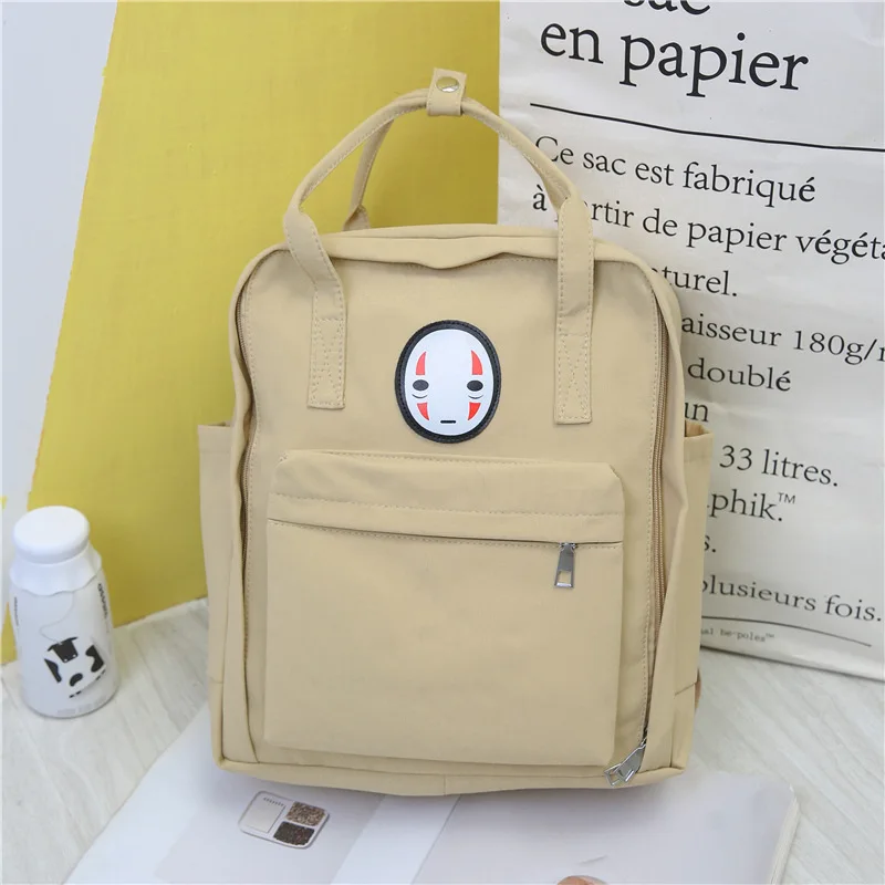khaki Холщовые школьные сумки,, корейский милый рюкзак с принтом из мультфильма для девочек-подростков, школьная сумка, модная женская сумка для книг, большая сумка для ноутбука, Mochila - Цвет: khaki