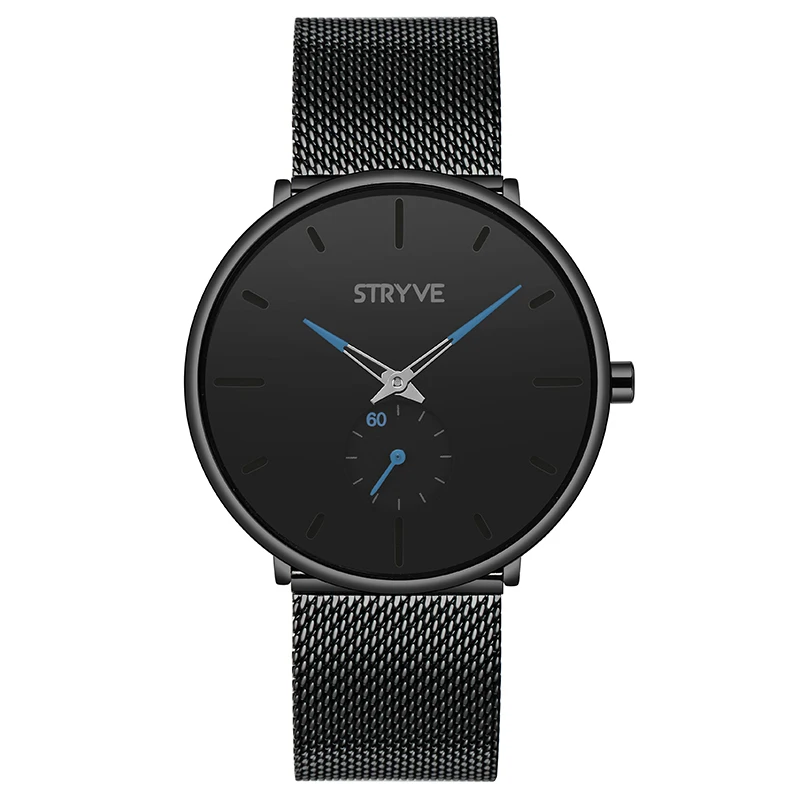 

Stryve 9501 Watch Women Men Brand Luxury Minimalist Fashion Watch Waterproof Classic Black Ultra Thin Quartz Wristwatch Relojes