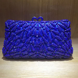 

Sparkling grey& Clear Crystal Women Long Metal Evening Clutches for party prom red Handbag Wedding Diamond Purse Bridal Bag blue