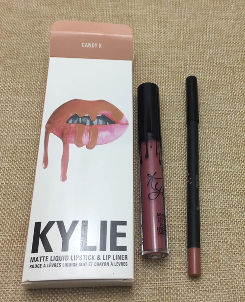 hot new KYLIE matte lipstick+lips pencil makeup lasting waterproof liquid lip gloss kilie lipstick kyliejenner lip - Color: CANDY K