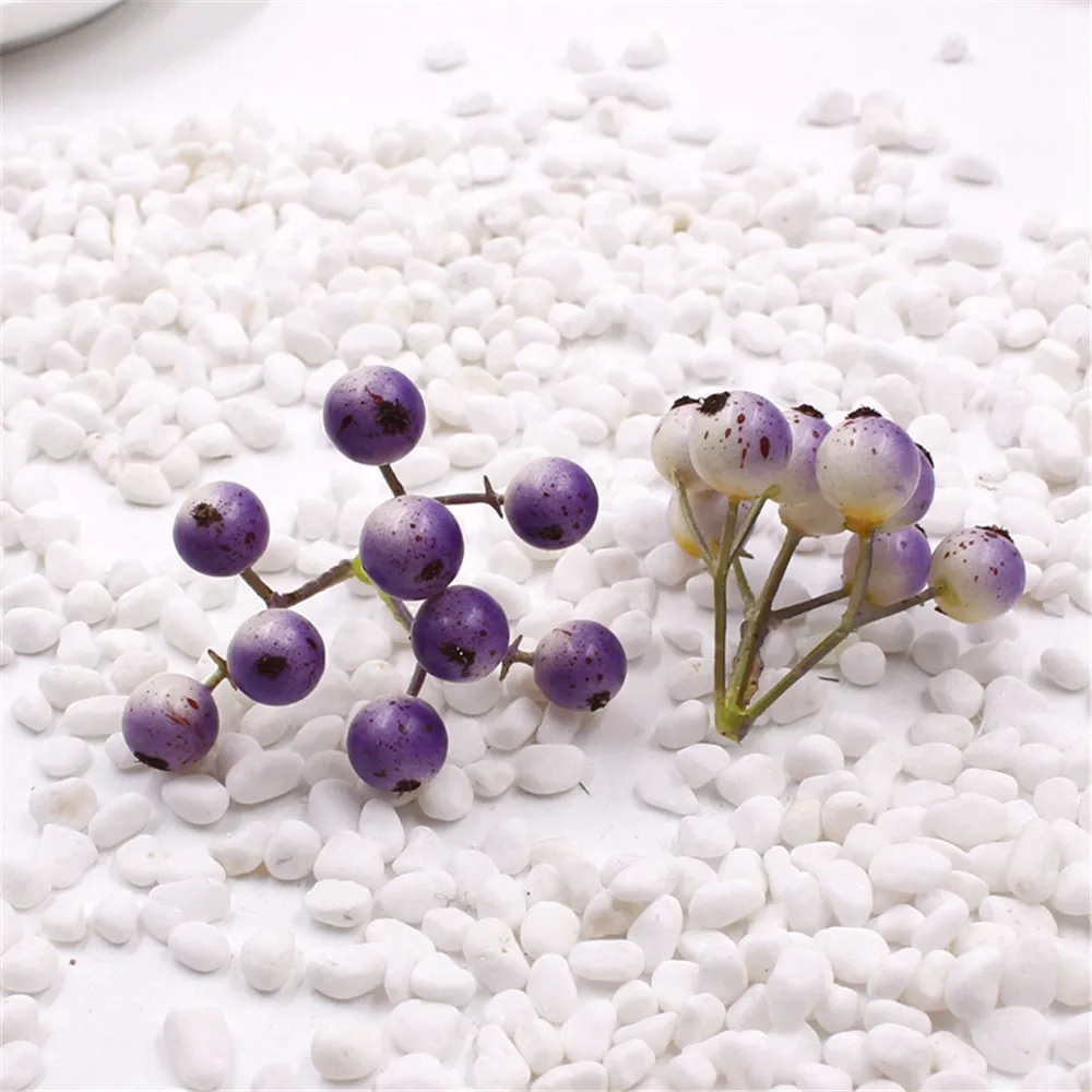 purple 5 шт(1 шт = 9 головок) Вишневый Искусственный ягодный цветок ручной работы для свадебного украшения дома сделай сам Скрапбукинг искусственный цветок - Цвет: purple