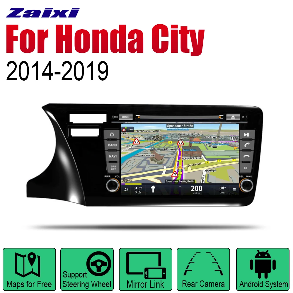 Автомобильный DVD GPS навигатор Android для Honda City 2014 2015 2016 2019 плеер с навигацией Wi Fi